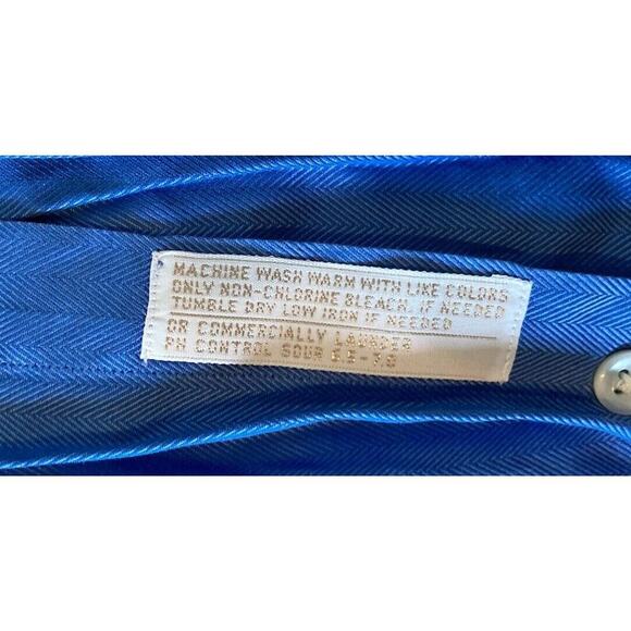 John W Nordstrom Button Up Shirt Size 17  Men’s Blue Long Sleeve - Picture 4 of 7
